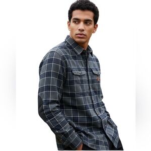 Roark Revival  Black Gray Plaid Men's Shirt Front Pockets S